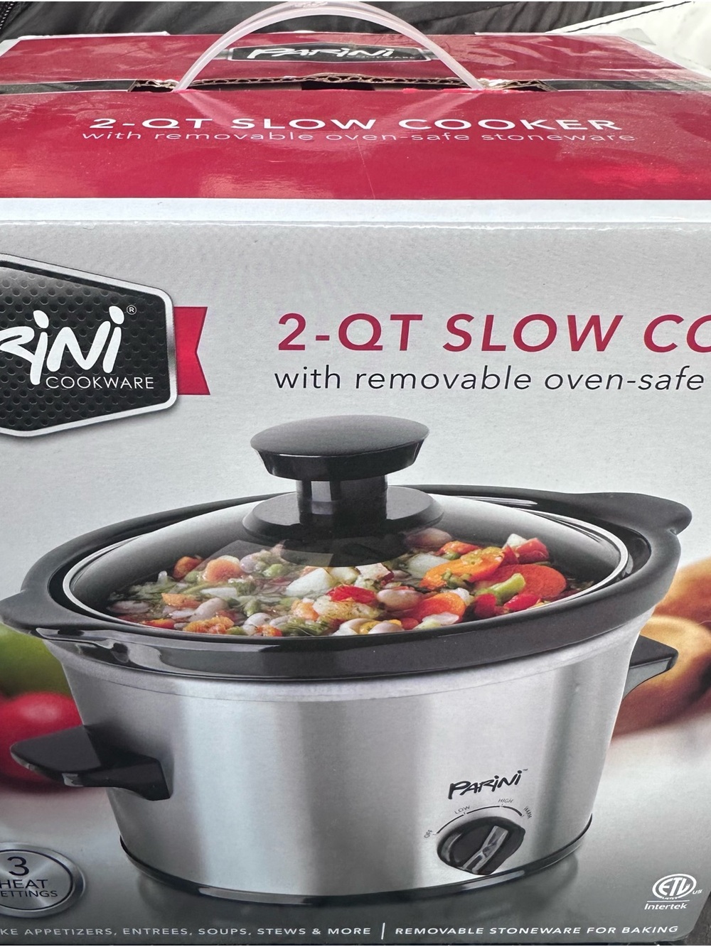 Pasini 2-Qt Silver Slow Cooker with Removable Stoneware